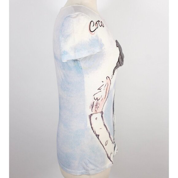 Chanel 2010 36 US 4 T shirt top Coco smoking watercolor painted - Picture 5 of 16